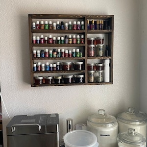 Handmade Essential Oil Shelf, Wall Mounted Wood Storage Rack, Rustic Bathroom Organizer, Nail Polish and Spice Rack, Custom Shelving Unit