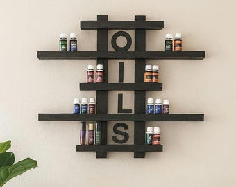 Custom Wood Essential Oil Shelf: Wall Mounted Nail Polish Organizer