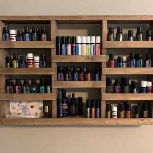 Essential oil shelf, wall shelf, oil display, oil storage, oil rack, wood shelf, hanging shelf, nail polish shelf, apothecary cabinet