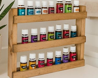 Wood Essential Oil Organizer: Handmade Wall Mountable Rack