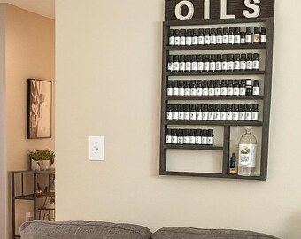 Handmade Wood Essential Oil Shelf: Vertical Hanging Display