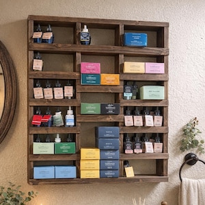 Handmade Wooden Wallflower Refill Organizer Shelf | Farmhouse Bathroom Decor