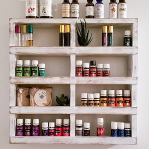 Wood shelving, Bathroom shelf and organizer, Christmas Gift, wall storage for essential oils, housewarming Gift