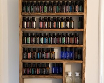 Handmade Wood Essential Oil Shelf: Vertical Hanging Display (29x17x3)