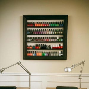 Large wood nail polish shelf, Essential Oil holder, oil storage, nail polish organizer, hanging shelf, nail polish rack, wall shelf