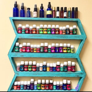 Nail polish shelf, nail polish rack, arrow shelf, essential oil shelf, dorm room decor, boho decor, wood shelf, oil rack image 1