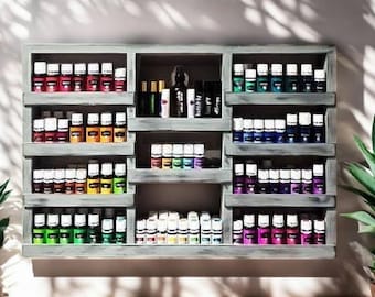 Rustic Wood Essential Oil Shelf: Wall Mounted Oil & Polish Organizer