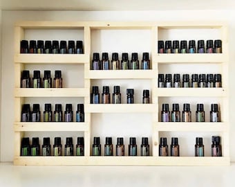 Estante rústico de madera para aceites esenciales: organizador de esmaltes de uñas, decoración de salón