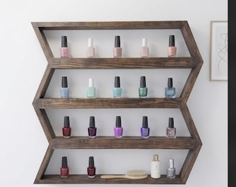 Handmade Wood Nail Polish Display Shelf -  bottle holder