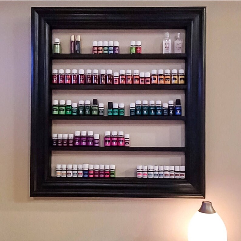 Turquoise home decor, Oil shelf, Nail polish shelf, CBD oil shelf, CBD storage, oil storage, farmhouse decor, oil display, nail polish rack image 2