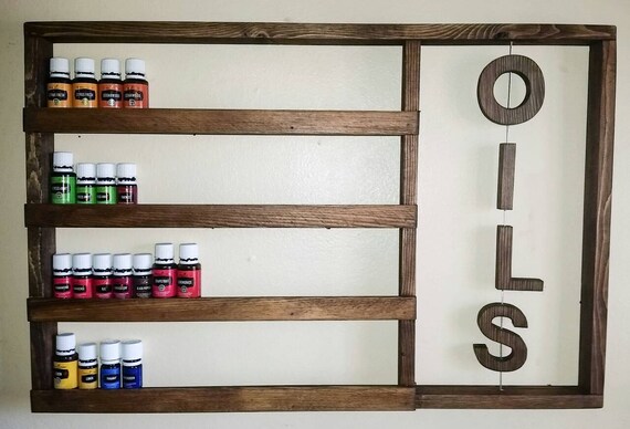 Wood Essential Oils Shelf Oil Rack Storage Hanging Wall Image 0