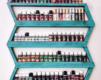 Handmade Wood Essential Oil Shelf: Wall Bathroom Hanging Display - Unique Shelf