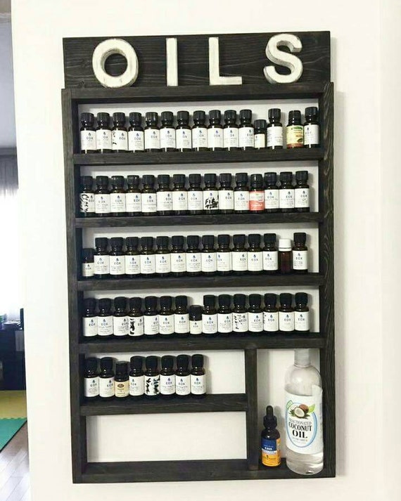 Essential Oil Shelf Rack Wood Storage Hanging Wall Nail Polish Mothers Day Gift Unique Home Decor