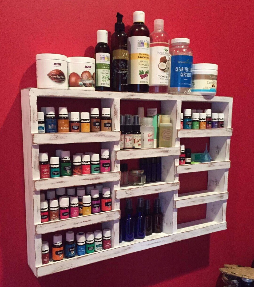 Rustic Wood Essential Oil Shelf: Hanging Apothecary Rack - Etsy