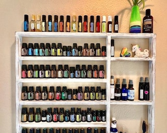 Handmade Wood Essential Oil Shelf: Apothecary Hanging Storage