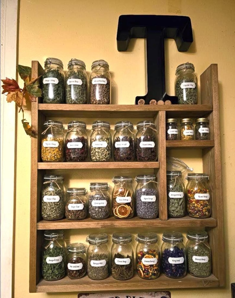 Large Wood Apothecary Shelf | Tea Organizer | Medicine Cabinet | Spice ...