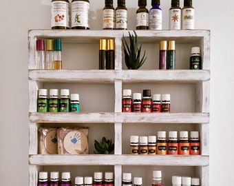 Rustic Wood Essential Oil Shelf: Handmade Display Rack