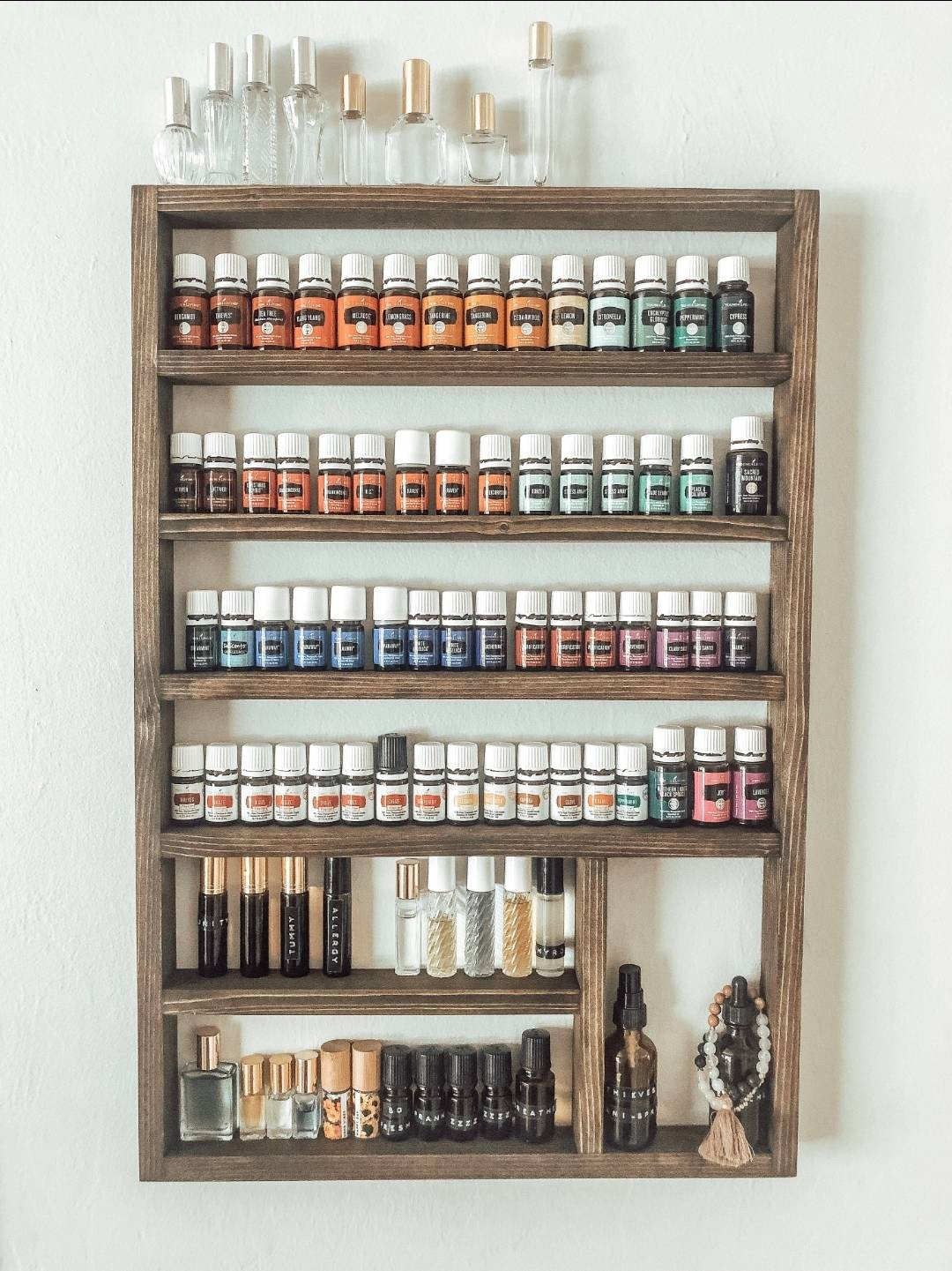 Wood shelving, Gift for her, wall storage for essential oils, nail polish organizer, housewarming Gift