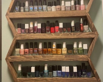 Handmade Wood Nail Polish Essential Oil Shelf: Hanging Organizer