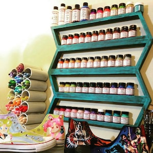 Oil shelf, paint storage, nail polish shelf, wood arrow, Essential Oils Shelf, oil rack, hanging wall shelf, wall art, nail polish rack