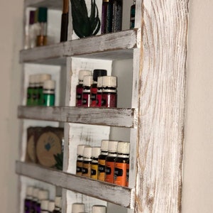 Essential oil shelf, Essential oil Storage, Essential Oil rack, Essential Oil Display, apothecary cabinet, nail polish display, wood shelf image 3