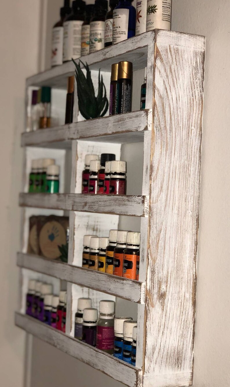 Essential oil shelf, Essential oil Storage, Essential Oil rack, Essential Oil Display, apothecary cabinet, nail polish display, wood shelf image 3