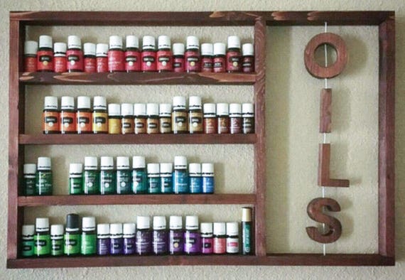 Handmade Wood Essential Oils Shelf, Hanging Oil Storage