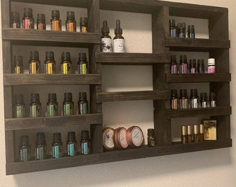 Essential oil shelf, wood shelf, wall display, oil storage, oil rack, wood shelf, hanging shelf, nail polish shelf, apothecary cabinet