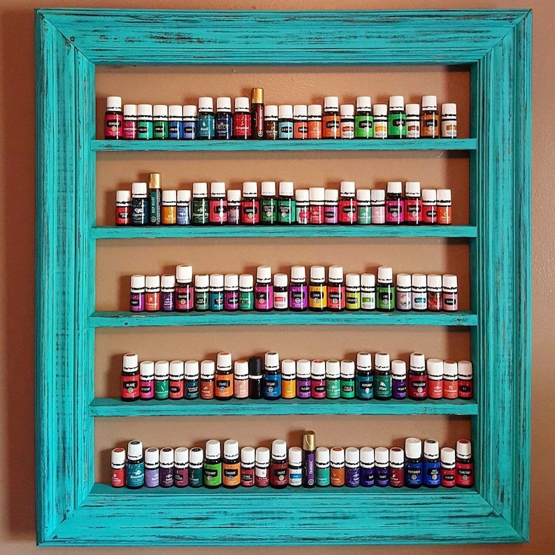 Oil shelf, Wood shelf, Essential Oil holder, oil storage, nail polish organizer, hanging shelf, nail polish rack, wall decor, home decor image 3