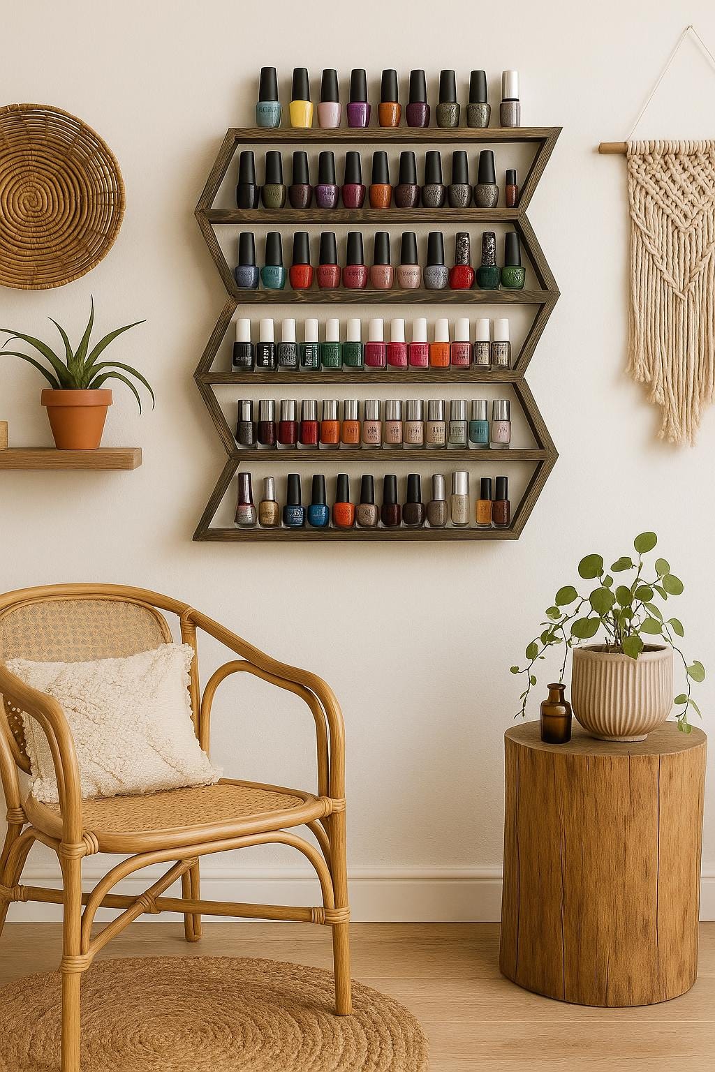 Nail Polish shelf, nail polish rack, nail polish organizer, nail polish holder, Chevron, arrow, wall decor, Hanging shelf, bathroom shelf