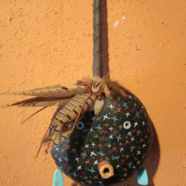 Robert Rivera  Native Designed 1994 Gourd Rattle-23" Long- ON SALE!