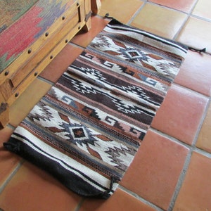 Handwoven Wool Rug, Southwest Native Design 20x40
