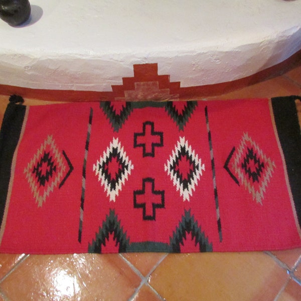 Navajo Inspired Southwest Rug Wool Native Designed Rug 20" by 40"