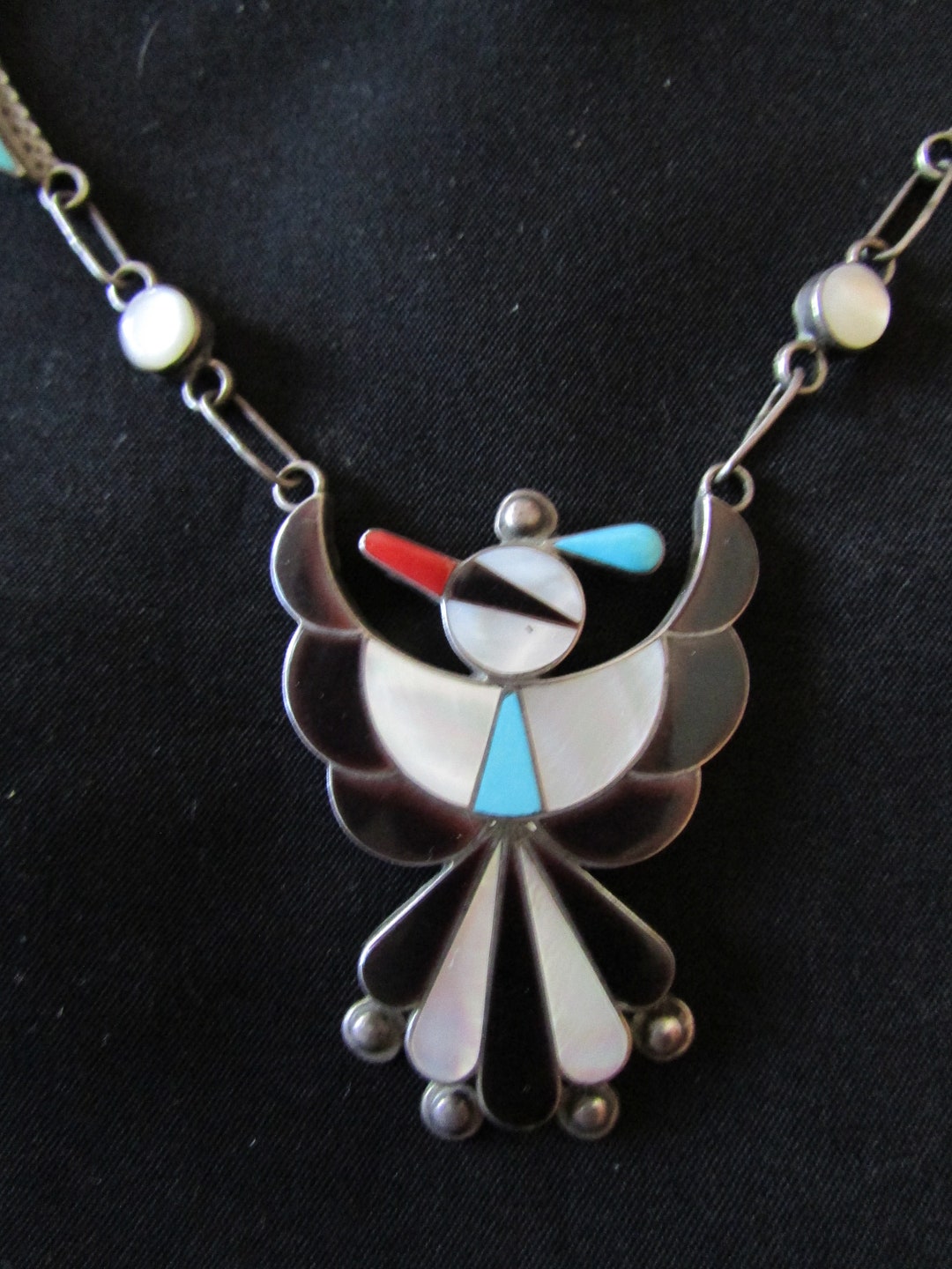 Zuni Thunderbird Inlay Necklace/choker by Famous Zuni Jewelry Maker
