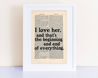 F Scott Fitzgerald Quote Print I Love Her And That S Etsy
