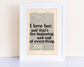 F Scott Fitzgerald Quote Print I Love Her And That S Etsy