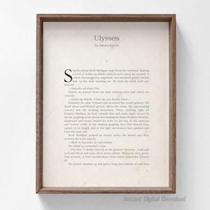 James Joyce Ulysses, book lovers gifts, digital download printable, James Joyce, print locally, first page first chapter