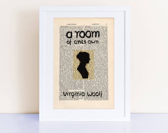 A Room of One's Own by Virginia Woolf Print on an antique page, book cover art