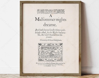 Shakespeare En midsommarnattsdröm, litterär heminredning (digital nedladdning direkt)