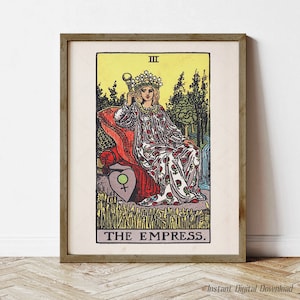Carta del Tarot La Emperatriz, descarga digital instantánea, impresión local, pósteres de Tarot para regalar, baraja Rider Waite Smith 1909