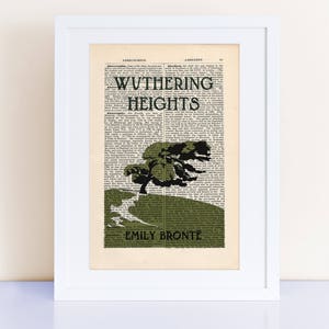 Wuthering Heights by Emily Bronte Print on an antique page, book cover art