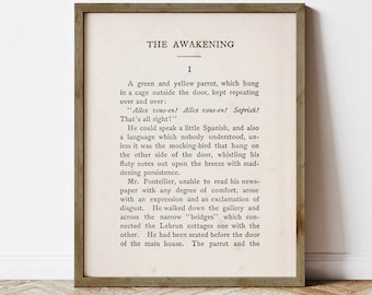 The Awakening by Kate Chopin, book lovers gifts, digital download printable, first page first edition 1899, print locally