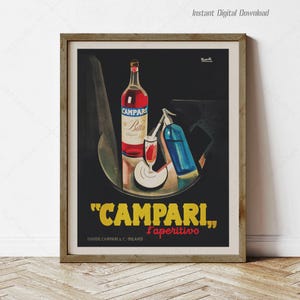 Campari, instant download, print locally, Italy gifts, Italian Wine, Campari, wall art home decor gifts, drink poster, vintage advert 1920s