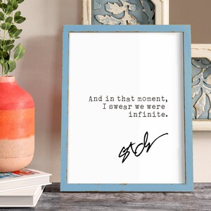 The Perks of Being a Wallflower Quote, Motivation Poster, digital download print, Literature, Stephen Chbosky quotes image 7