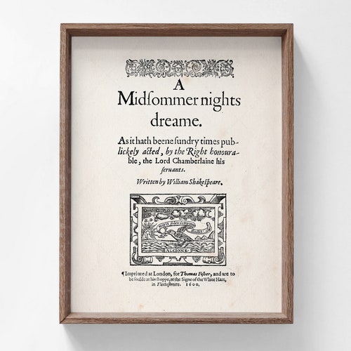 Printable 'A Midsummer Nights Dream' Book Print - Etsy