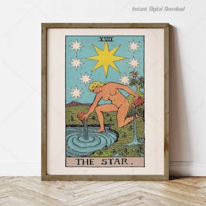 Carta del Tarot La Estrella, descarga digital instantánea, impresión local, pósteres de Tarot para regalar, baraja Rider Waite Smith 1909