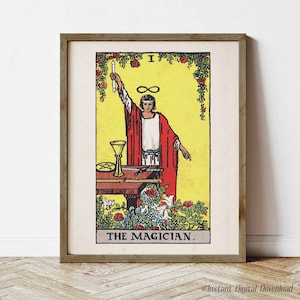 Carta del Tarot El Mago, descarga digital instantánea, impresión local, póster de Tarot para regalar, baraja Rider Waite Smith 1909