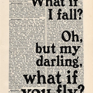 What if I fall Oh, but my darling, what if you fly ... Erin Hanson Quote Print on an antique page, Quote Poster image 8