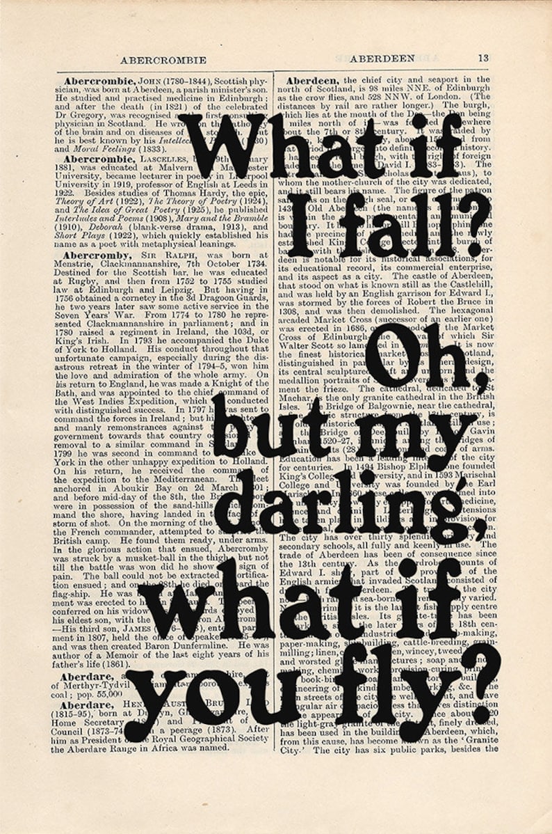 What if I fall Oh, but my darling, what if you fly ... Erin Hanson Quote Print on an antique page, Quote Poster image 8