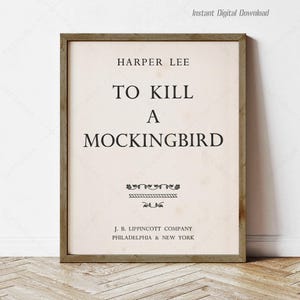 To Kill a Mockingbird by Harper Lee, instant download, title page first edition 1960, print locally, reading nook decor wall art gifts